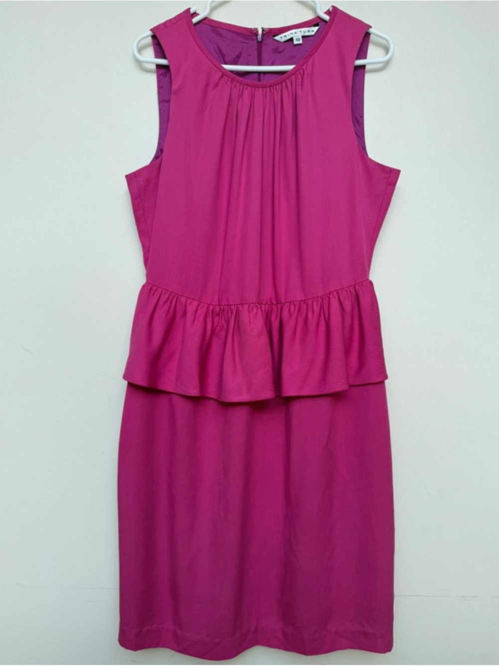 Trina Turk Sleeveless Mini Peplum Dress Magenta Pink Size 12